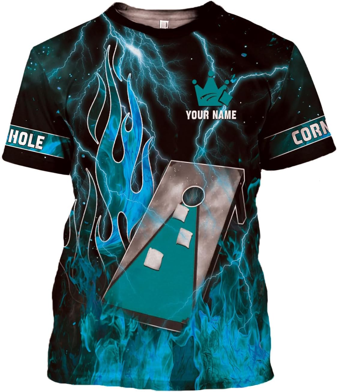MoonArt Personalized Cornhole Shirts 3D Over Print for Men & Women, Funny Cornhole Player Toss Sports T-Shirt for Team