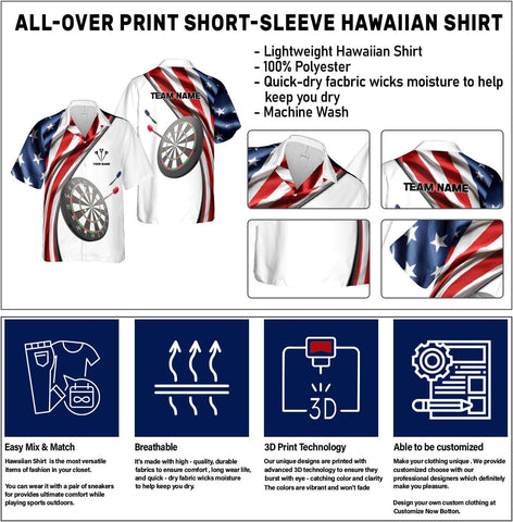 Generic Personalized Dart Hawai Shirt - Men's Unisex-Adults Hawaiian Dart Team League Hawaiian Shirt - Short Sleeve Button Down - Multi, Large