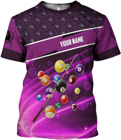 Pretyprints Personalized 3D Billiard Shirt Custom Name Men Women Team Apparel Pool 8 Ball Flag Tshirt Billiards Shirts Gift