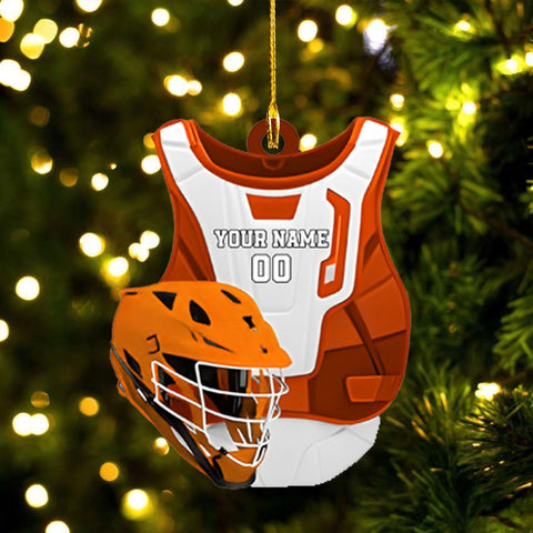 HomeDesign Personalized Lacrosse Ornament, Lacrosse Amor Shape Flat Ornament, Lacrosse Helmet Ornaments, Gifts for Lacrosse Lovers, Lacrosse Players, Lacrosse Christmas Ornament (LA 6)