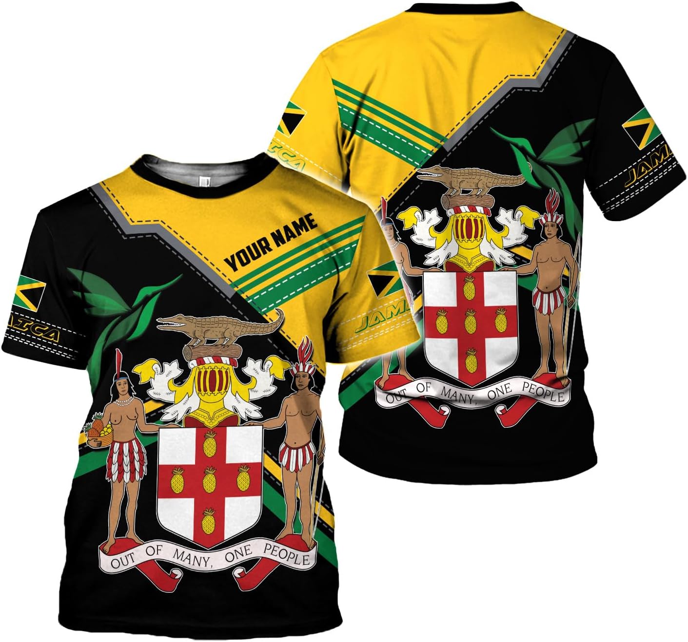 Ligthuy Personalized Jamaica Shirt 3D, Custom Jamaica Flag Lion Shirt for Men and Women, Jamaican Pride T-Shirt Unisex
