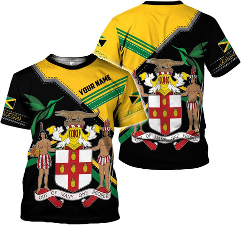 Ligthuy Personalized Jamaica Shirt 3D, Custom Jamaica Flag Lion Shirt for Men and Women, Jamaican Pride T-Shirt Unisex