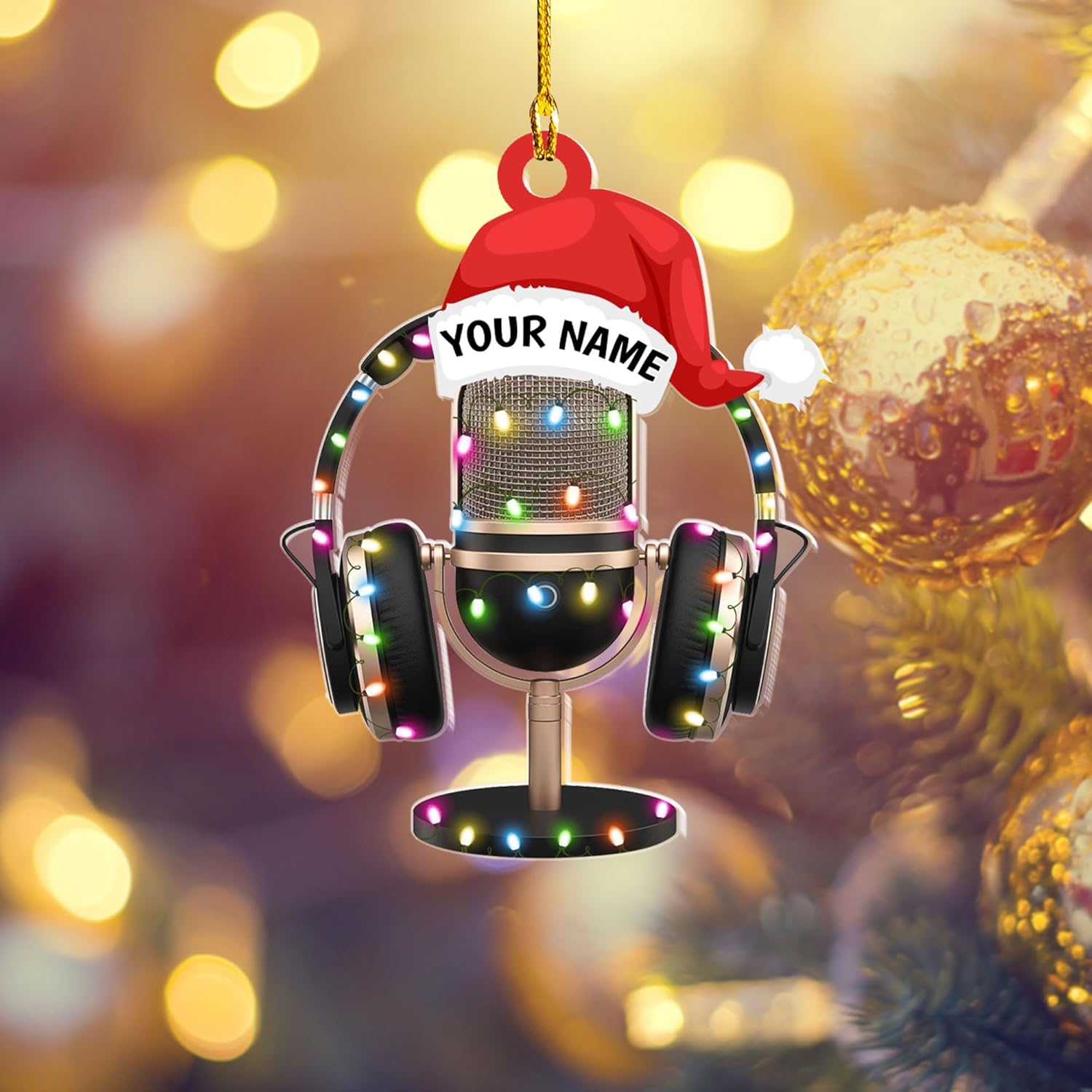 Personalized Microphone Ornament 2024 Singing Christmas Ornament Microphone Christmas Ornament Singing Ornament Concert Christmas Ornament Music Symbol Ornament (Acrylic, Style 2)