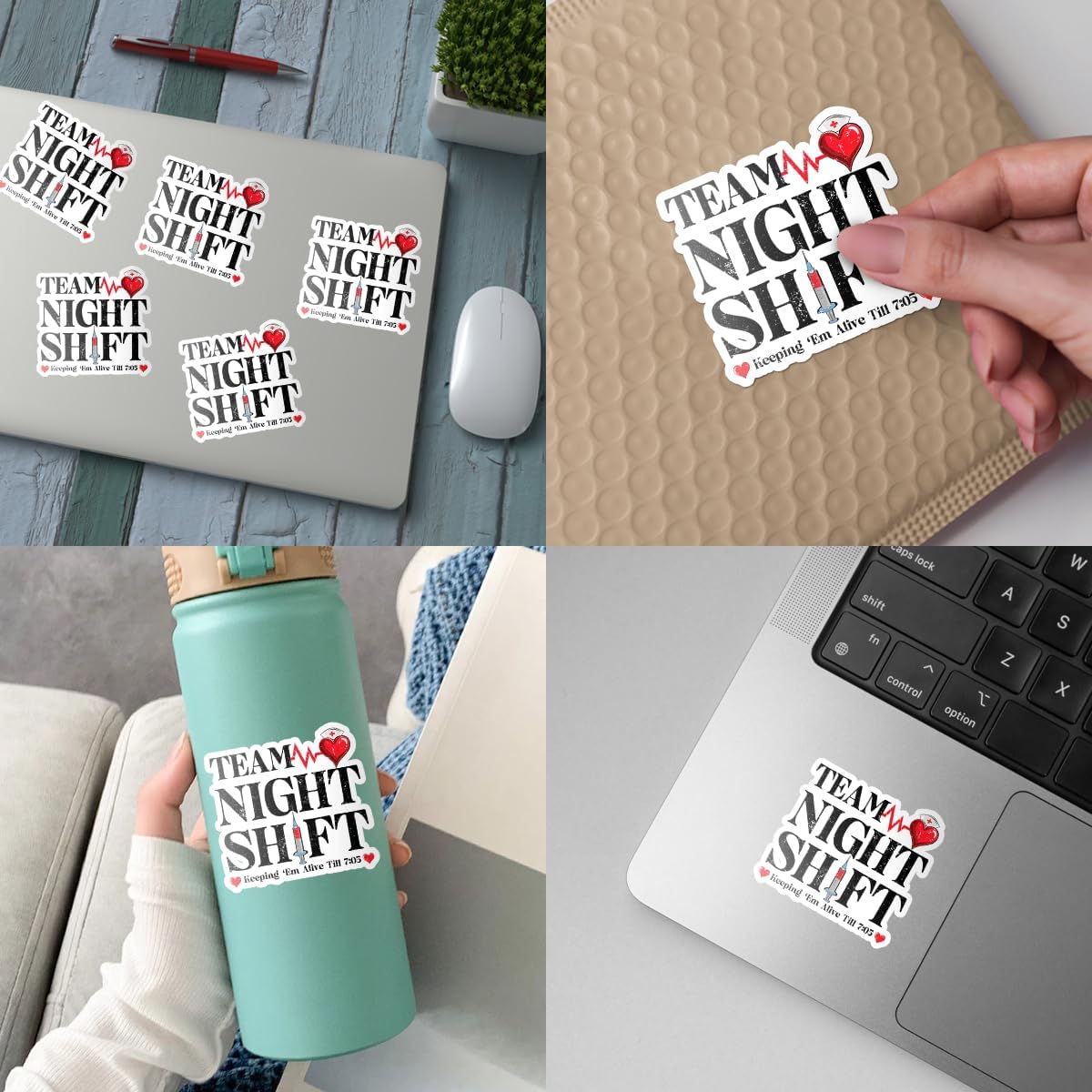 3 Pcs Team Night Shift Sticker, Night Shift Nurse Sticker, Medical Worker Sticker, Funny Nurse Gift, RN BSN CNA Doctor Vinyl Sticker 3 Inches for Laptop Water Bottle Phone Helmet Kindles Tumbler