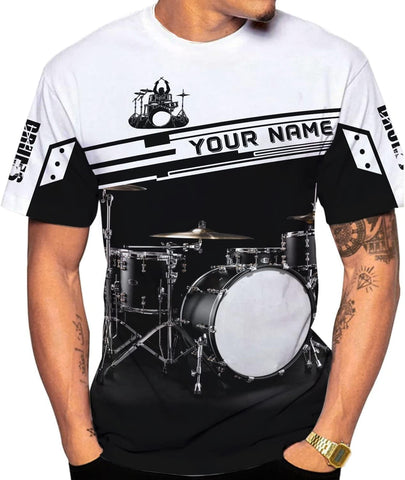 Personalized 3D Drummer Shirt - Custom Name 3D Drum Shirt Gift for Women & Men
