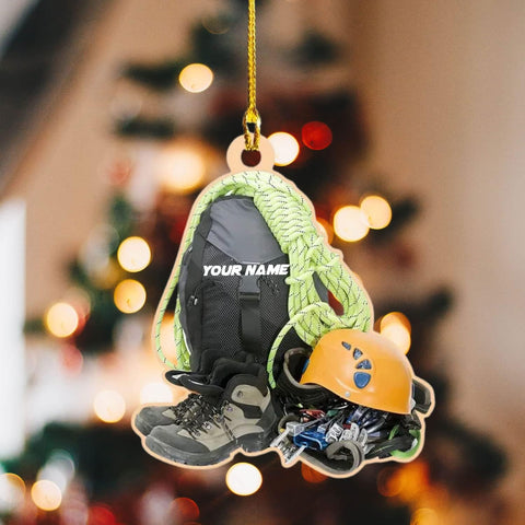 HomeDesign Personalized Rock Climbing Ornaments Custom Climbing Ornament Rock Climber Ornament, Mountain Climbing Bag, Climber Gift Bouldering Gifts Workout Ornament Christmas Tree Hanging Ornament 6