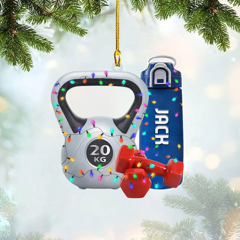 AOVL Personalized Weight Plate Ornament Weight Ornament Fitness Gift for Gym Ornament Merry Liftmas Christmas Hanging Ornaments Weight Plates Ceramic Ornament (DF2)