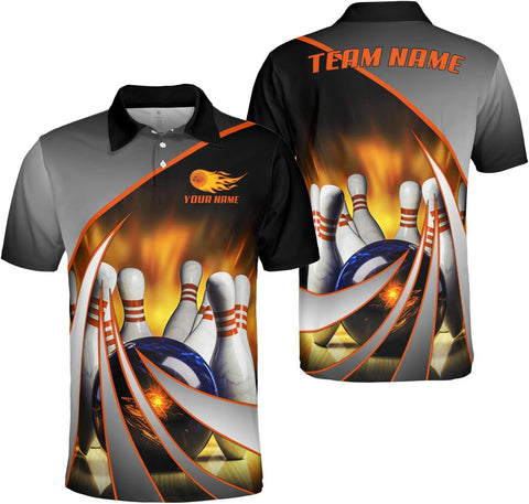 Ligthuy Personalized Name Bowling Polo Shirts 3D for Men and Women, Bowling Shirt, Bowling Shirts for Men Team Bowling Shirt