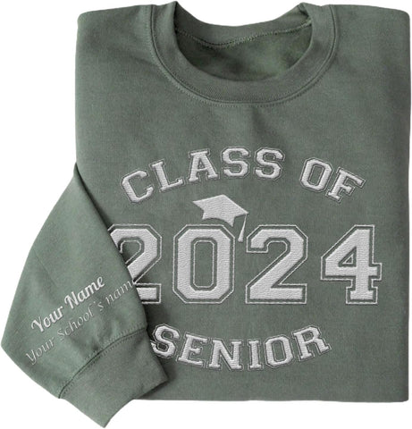 MAPrints Personalized Senior 2024 Embroidered Sweatshirt, Graduation 2024 Class Of 2024 Senior Class Of 2024 Graduation Shirt