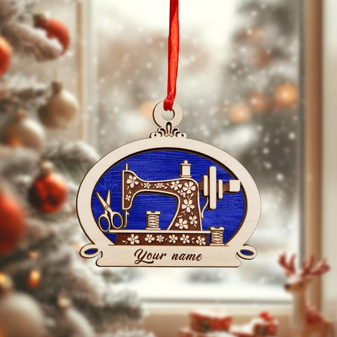 Personalized Sewing Machine Christmas Ornament 2024, Sewing Acrylic 2D Ornament, Sewing Flower Machine Shaped Ornament, Sew & Stitch Sewing Machine Christmas Ornament (NSew 3)