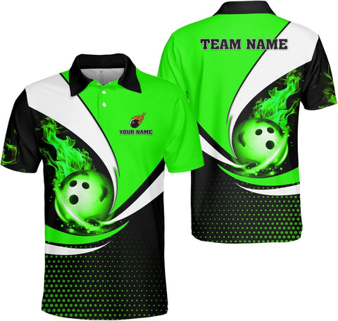 Mostprints Personalized Name Bowling Polo Shirts 3D for Men and Women, Bowling Shirt, Bowling Team