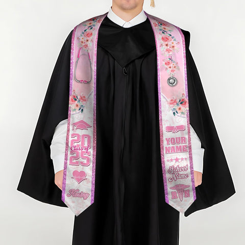 Pretyprints Custom Nurse Sash Graduation, RN Graduation Stole Gifts for Friends Nursing Student Senior Class Of 2025