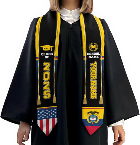 Pretyprints Colombians Graduation Sash, Custom Colombians American Flag Graduation Sash 2025, Colombia Graduation Stole