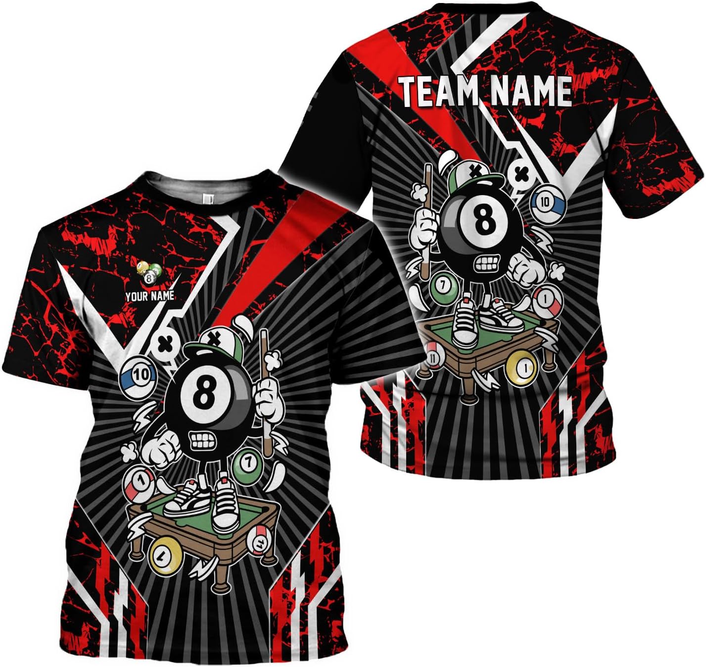 Ligthuy Personalized Name Billiard Shirts 3D, Billiards Shirt 8 Ball Billiard Shirt Custom Men's Pool Men Women1