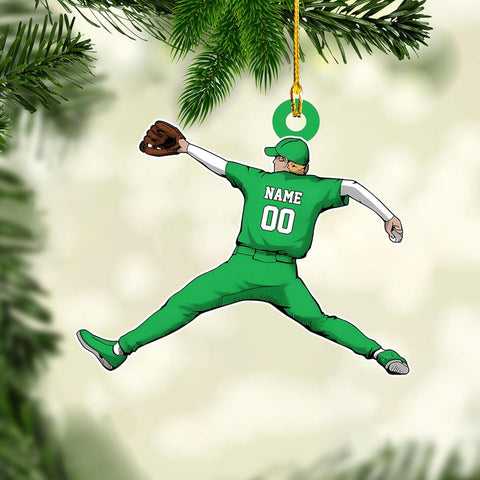 Artparel Personalized Baseball Ornament Christmas Tree Decoration Custom Baseball Christmas Ornament 2D Shape Flat Baseball Lover Gifts Beginner Baseball Players Ornament Gift (BB 25)