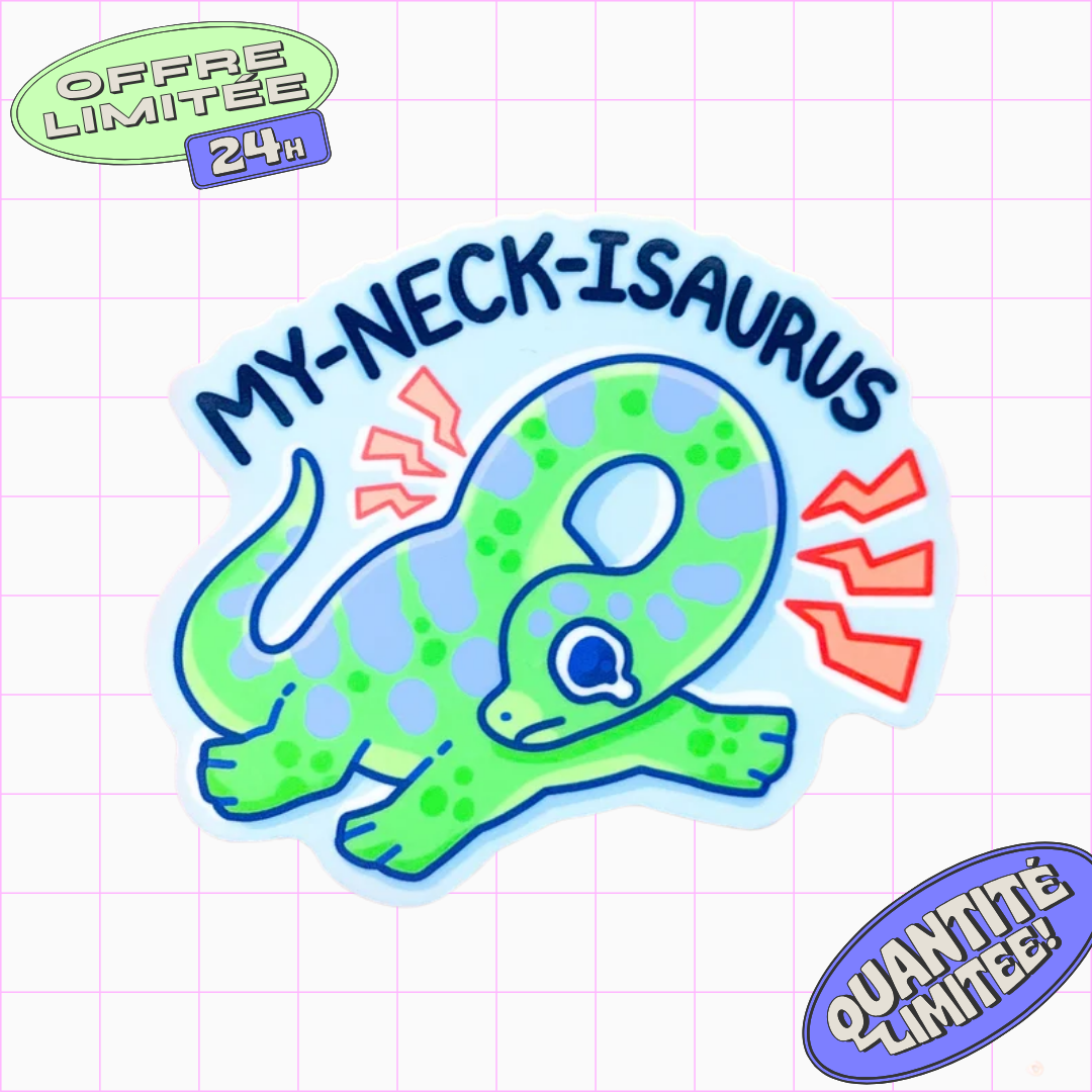 My-Neck-Is-Saurus Sticker Neck Pain Sore Dinosaur Design Brachiosaurus Paleontology Sticker for Laptop, Water Bottle, Car