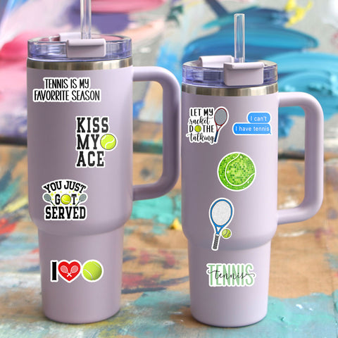10PCS Sport Tennis Stickers 3in, Sticker gift for Water Bottles Waterproof Laptop Computer Phone Case Helmets Scrapbooking , Funny Aesthetic Sticker Vinyl Decals
