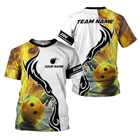 Custom Name Team Name Bowling 3D Shirt, Bowling Shirts for Men Women, Short Sleeve Shirts for Team Bowling
