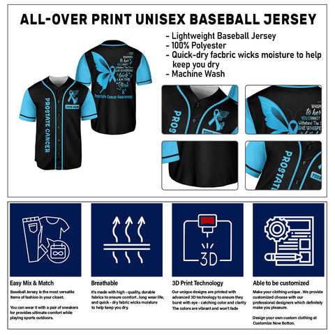 Personalized Name Prostate Cancer Jersey, Prostate Cancer Awareness Baseball Jersey for women men
