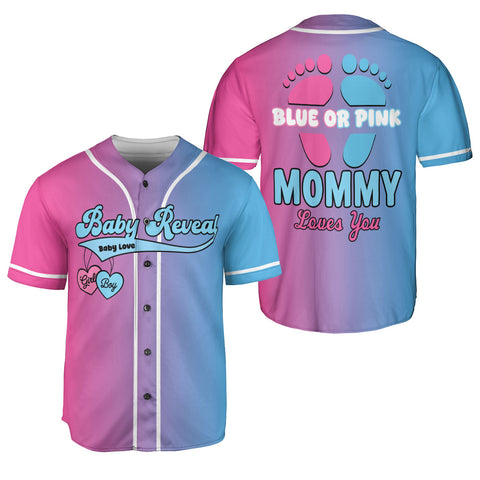 Gender Reveal Blue or Pink Baseball Jerseys, Daddy Mommy love you Shirts for Women Men, Gifts shirt for new mom new dad