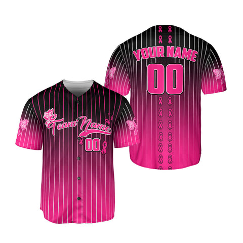 Custom Name Number Team Name Breast Cancer Baseball Jersey, Breast Cancer Survivor Pride unisex shirt for women men
