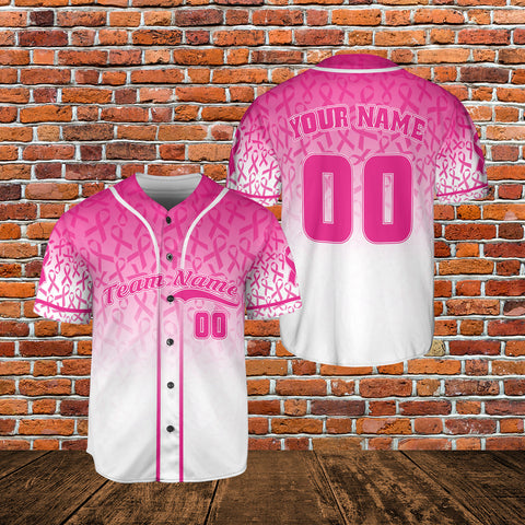 Customized Name Number Team Name Breast Cancer Baseball Jersey, Breast Cancer Survivor Pride unisex shirt for women men