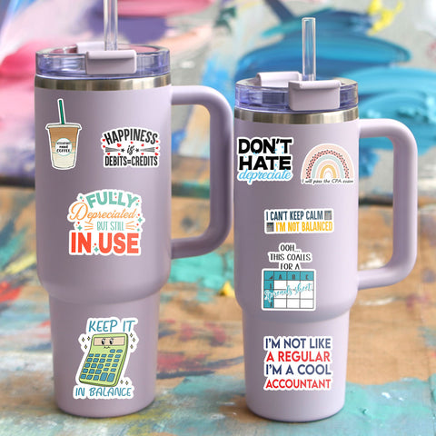 10PCS Accountant Stickers 3in, Funny CPA Gift Tax Season Accounting Spreadsheet Vinyl Decal Multiple Design, Waterproof sticker for Water Bottle Scrapbook Laptop
