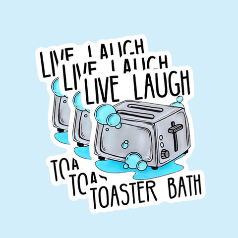 3pcs Funny Live Laugh Toaster Bath Sticker, Waterproof Vinyl Stickers for Laptop Kindle Car Tumbler Mug Phone Notebook