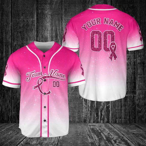 Customized Name Team Name Number Breast Cancer Baseball Jersey, Breast Cancer Survivor Pride unisex shirt for women men