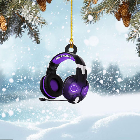 AOVL Custom Gaming Head Phones Ornaments 2024 Gaming Head Phones Light Christmas Ornament Gaming Headphone Flat Christmas Ornament Headphone Ornament Headphone Ornament Gift Christmas Tree Decor (HP1)