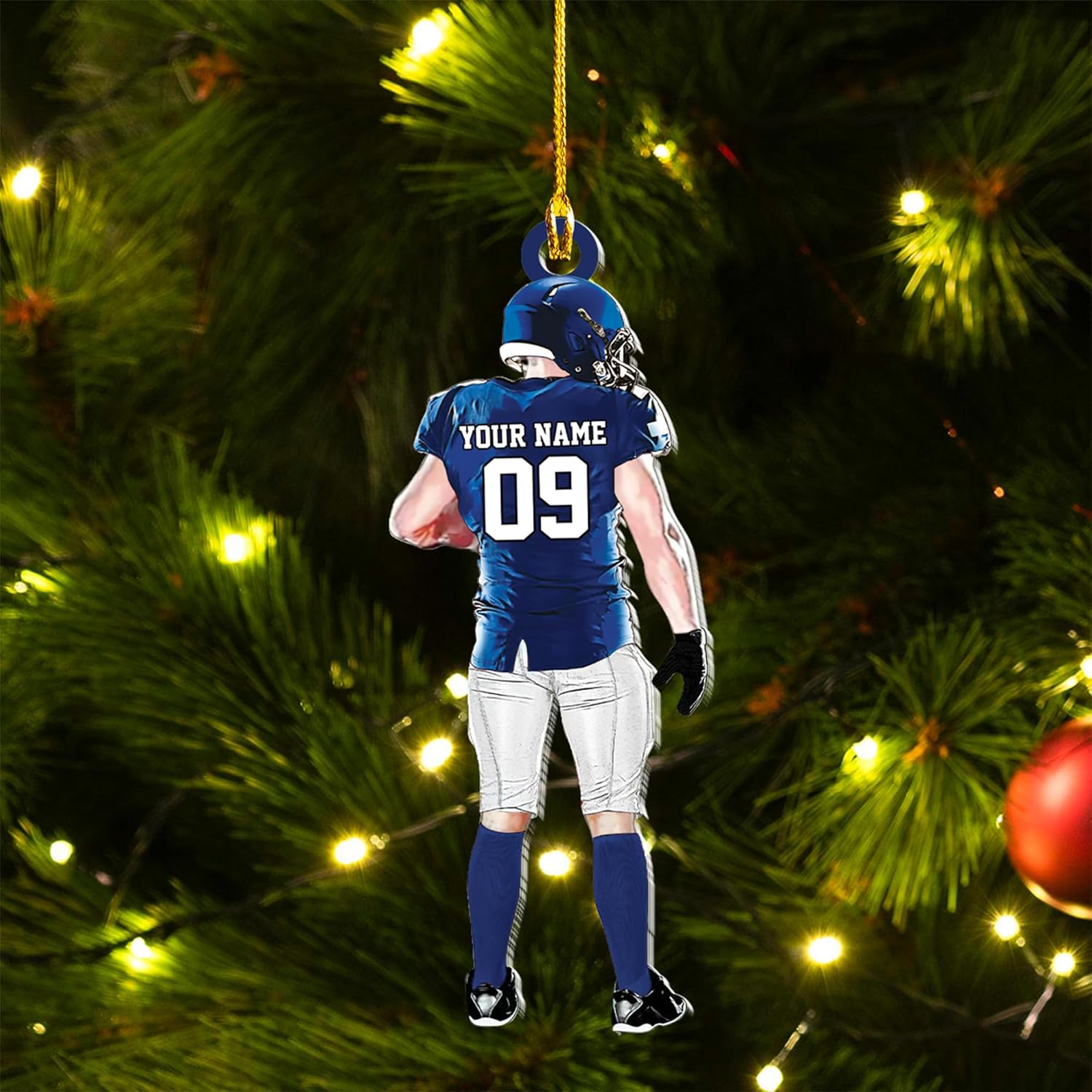 Artparel Personalized Football Ornament Customized Football Christmas Ornaments Football Ornament Christmas Hanging Décor Gift for Football Fans Football Gifts Gift for Football Player (FB 7)