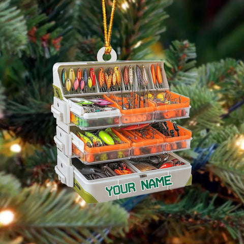 Royal Fight Custom Fishing Tackle Box Ornaments 2024 Fishing Ornaments for Christmas Tree Christmas Ornaments Fishing Fisherman Ornament Bass Fish Ornament Fishing Decorations Flat Ornaments (FTB14)