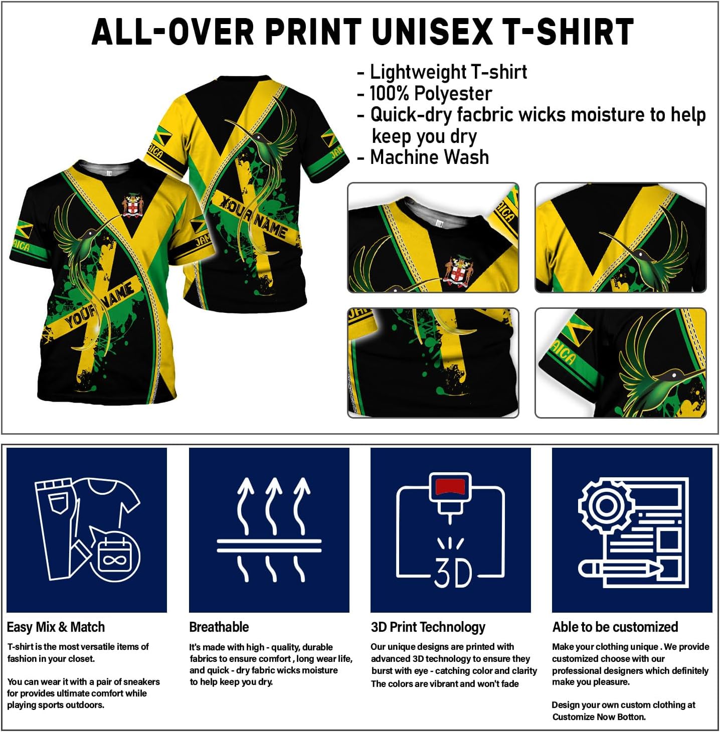 Suseaz Custom Jamaica Shirts for Women and Mens - Personalized Jamaica Flag Shirt Gift for Jamaica Men