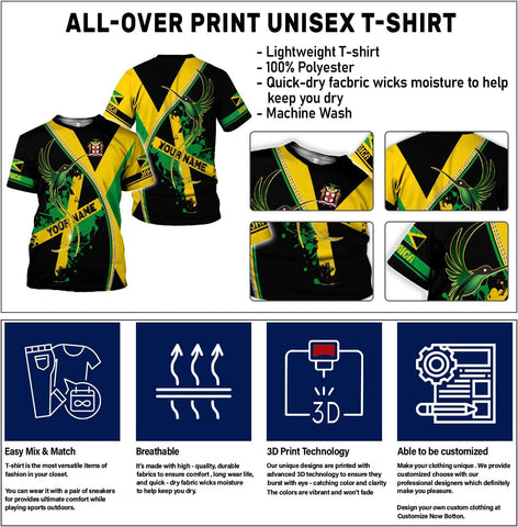 Suseaz Custom Jamaica Shirts for Women and Mens - Personalized Jamaica Flag Shirt Gift for Jamaica Men
