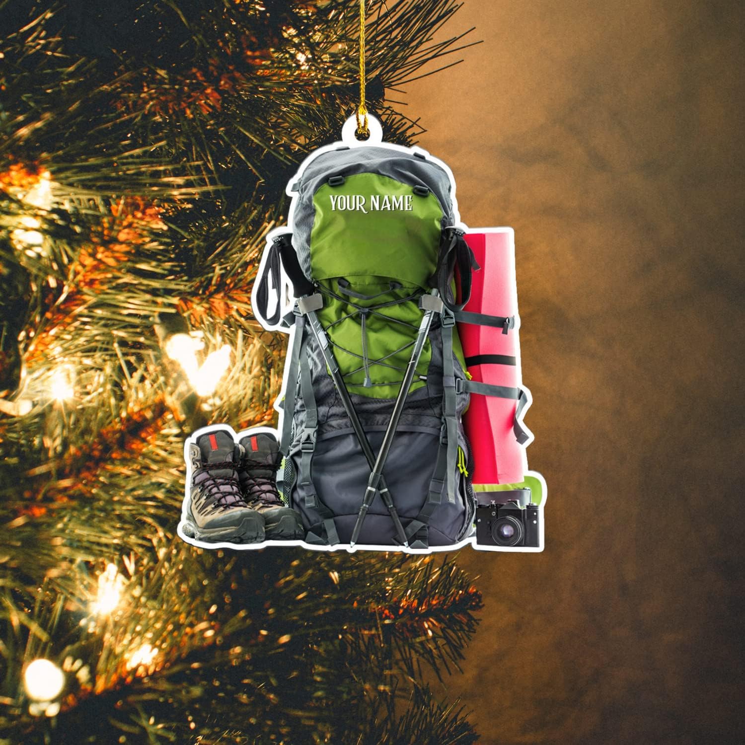 Artparel Personalized Hiking Bag Ornaments Hiking Bag Christmas Ornament Hiking Lover Christmas Camping Christmas Camping Gift Camping Hiking Camping Flat Ornaments