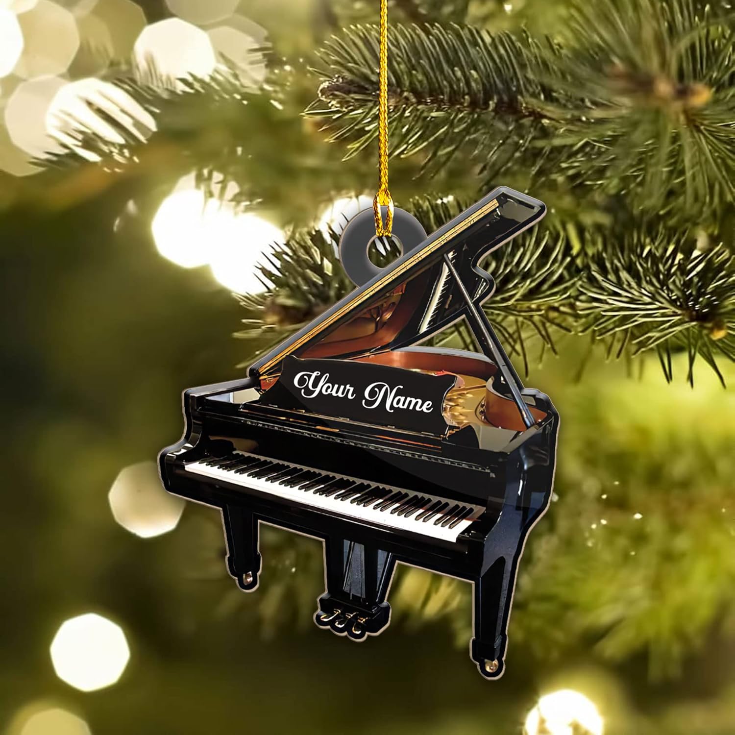 Piratify Personalized Musical Instruments Ornament, Piano Ornament Custom Wood Piano Christmas Ornament, Piano Ornaments for Christmas Tree 2022 Pine Decorations for Kid Couple Friends Family
