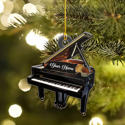 Piratify Personalized Musical Instruments Ornament, Piano Ornament Custom Wood Piano Christmas Ornament, Piano Ornaments for Christmas Tree 2022 Pine Decorations for Kid Couple Friends Family