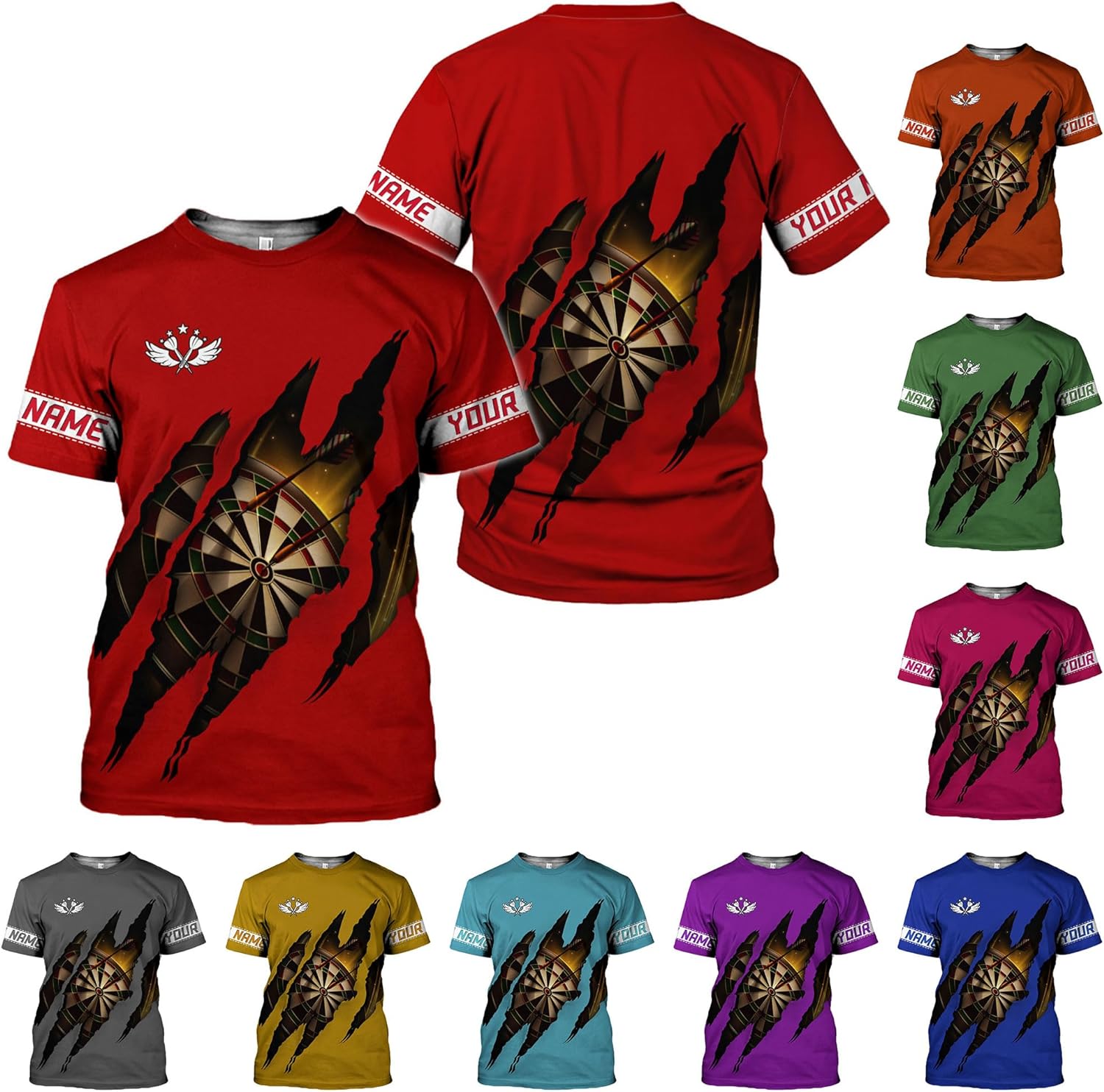 HomeDesign Personalized Dart Shirts, Darts Shirts for Men, Dart Jerseys for Teams, Dartboard Players Shirt Darts Board Gift