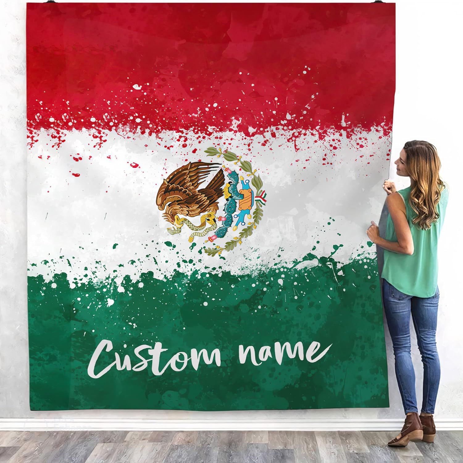 Personalized Name Mexico Blanket for Men and Women, Customized Mexico Blankets, Mexico Flag Mexican Flag Blanket Funny Gift Fuzzy Plush Soft Micro Fleece Sherpa Blanket Bed Throw (BLMX01)