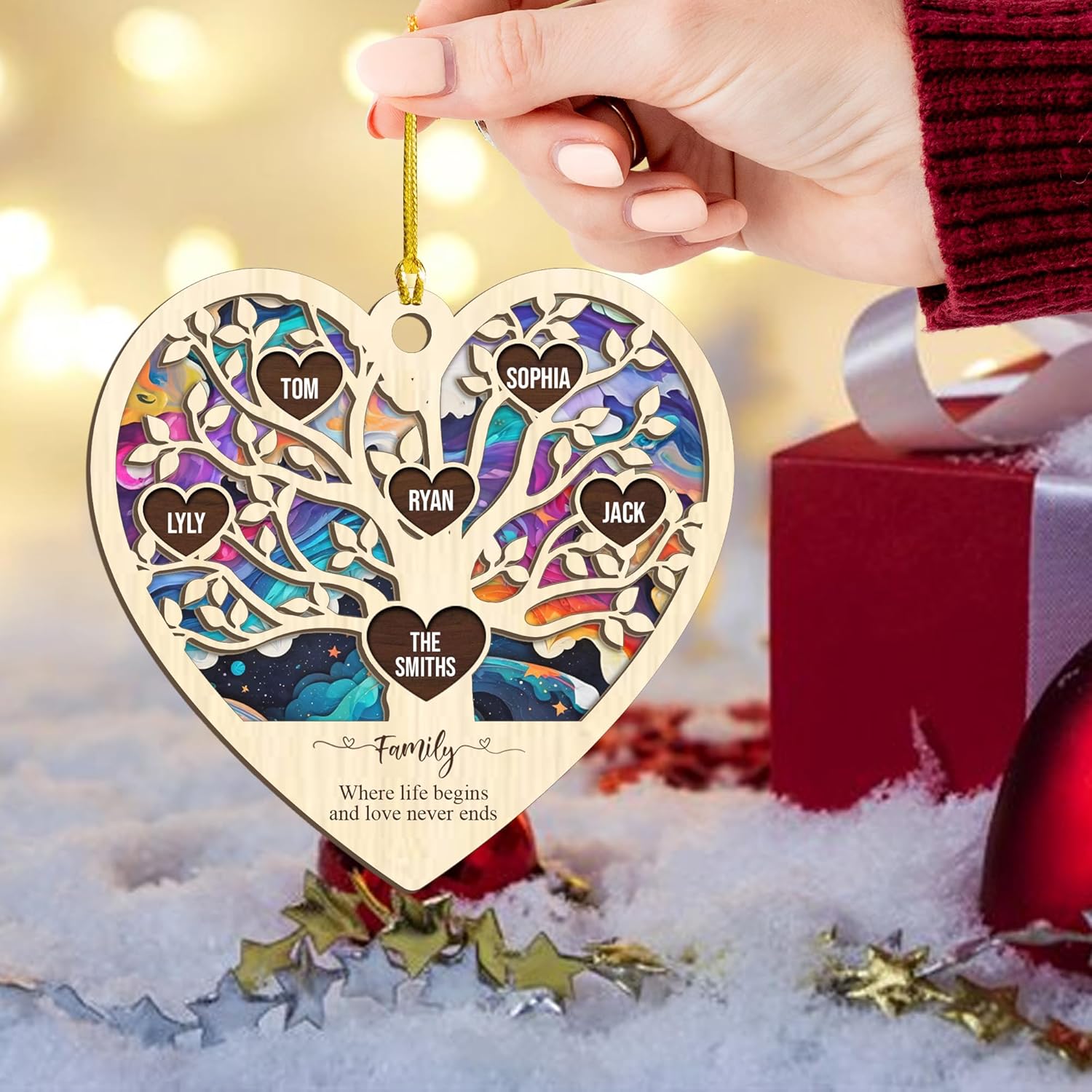 Personalized 2024 Kids Christmas Tree Ornament, Family Christmas Ornament, Family with Kids Name Christmas Ornament 2024 Xmas Tree Decorations, Custom Family Christmas Tree Ornament 2024 (KT 7)