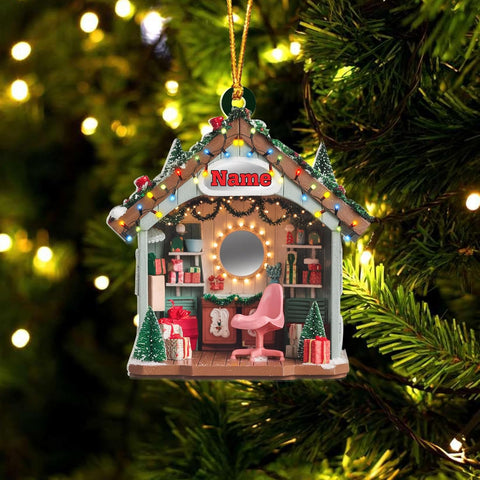 Personalized Hair Salon 2D Flat Acrylic Ornament, Hair Salon Christmas Decor, Hairstylist Christmas Ornament, Hairdresser Gift Beautician for Hair Stylist Hairdresser Christmas (1, HSL2)