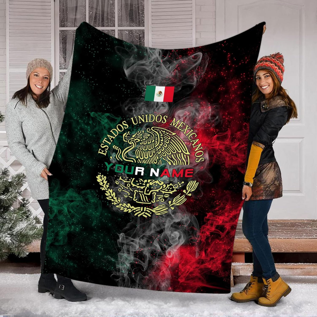 Personalized Name Mexico Blanket for Men and Women, Customized Mexico Blankets, Mexico Flag Mexican Flag Blanket Funny Gift Fuzzy Plush Soft Micro Fleece Sherpa Blanket Bed Throw (BLMX16)