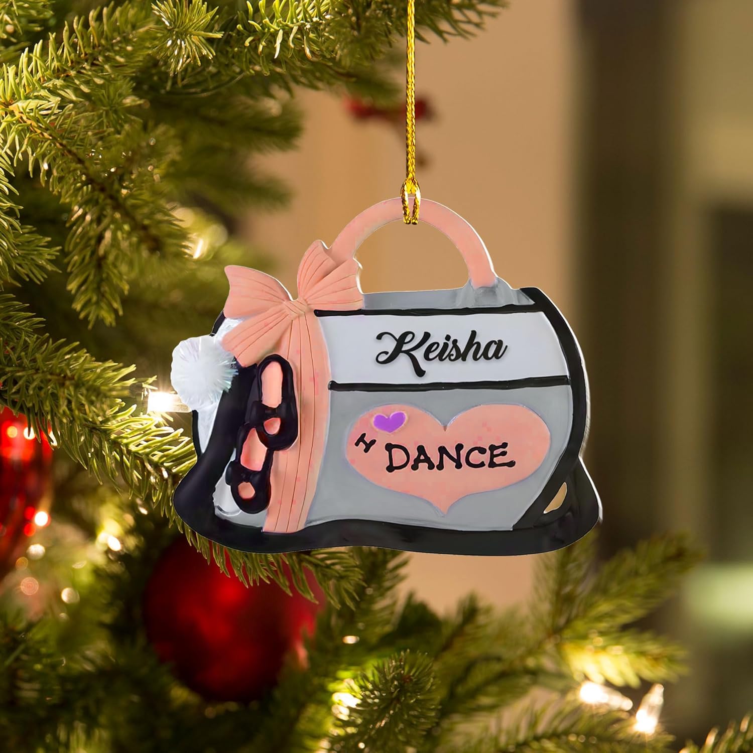 Ballet Dancer Ornament, Personalized Ballet Dancer Pointe Shoes with Christmas Light Shape Flat Ornament, Gifts for Ballet Lovers, Her, Friend, Ballet Christmas Ornament (Multi 15)