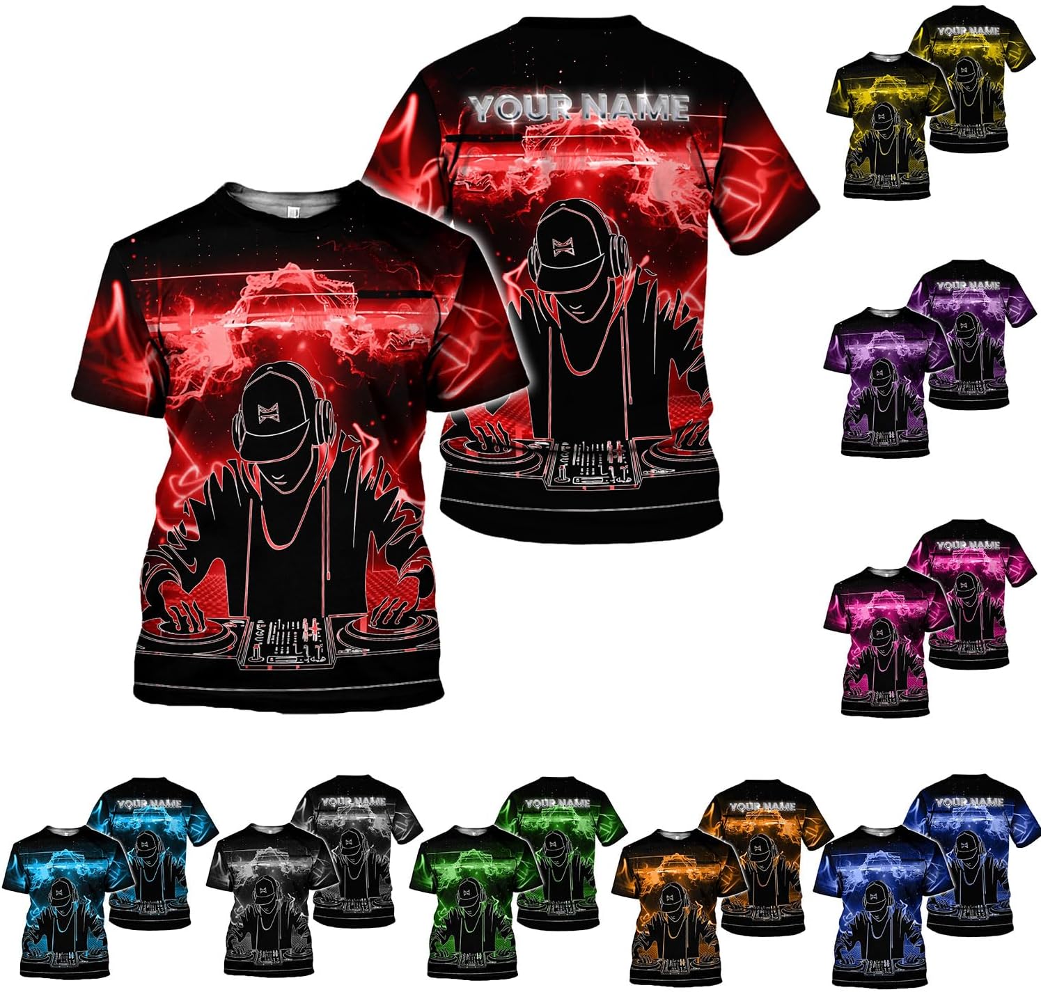 Personalized DJ Shirt, Custom DJ Shirts for Men DJ Player Music Lover DJ Gifts Music EDM Festival Cool DJ Party Djs Disc Tee