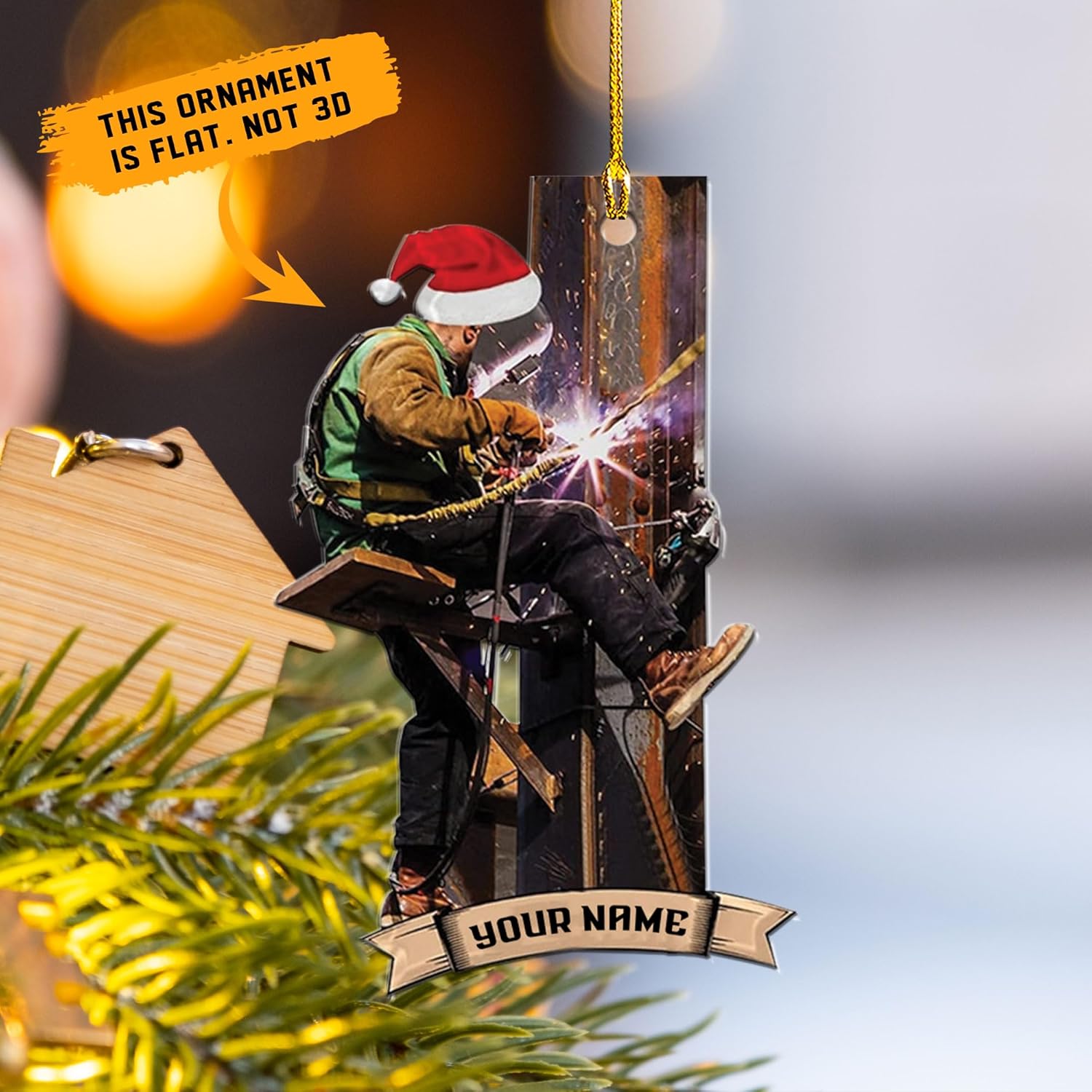 HomeDesign Personalized Welder Ornament, Custom Welder Ornaments Welding Ornaments Flat Two Sided Hanging Plastic Ornaments Welder Gift Christmas Ornament Hanging Decorations Ornament (WD8)