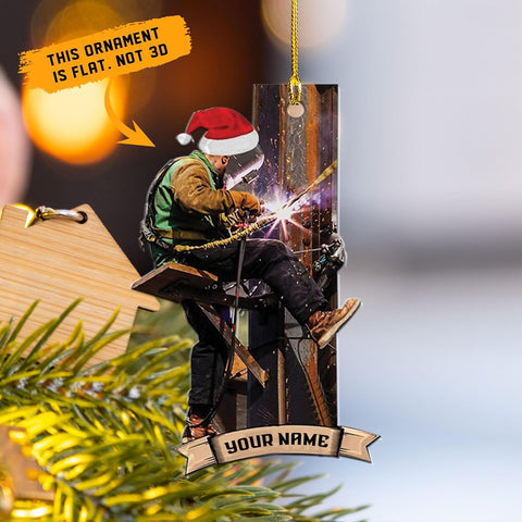 HomeDesign Personalized Welder Ornament, Custom Welder Ornaments Welding Ornaments Flat Two Sided Hanging Plastic Ornaments Welder Gift Christmas Ornament Hanging Decorations Ornament (WD8)