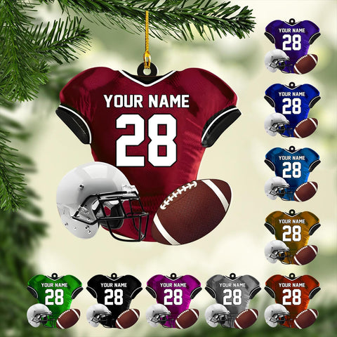 Tinoshop Personalized Football 2D Flat Ornaments Gifts American Football Lover, Personalized Football Player Christmas Ornaments 2024, Football Plastic Ornament, American Football Player Gift (ON27)