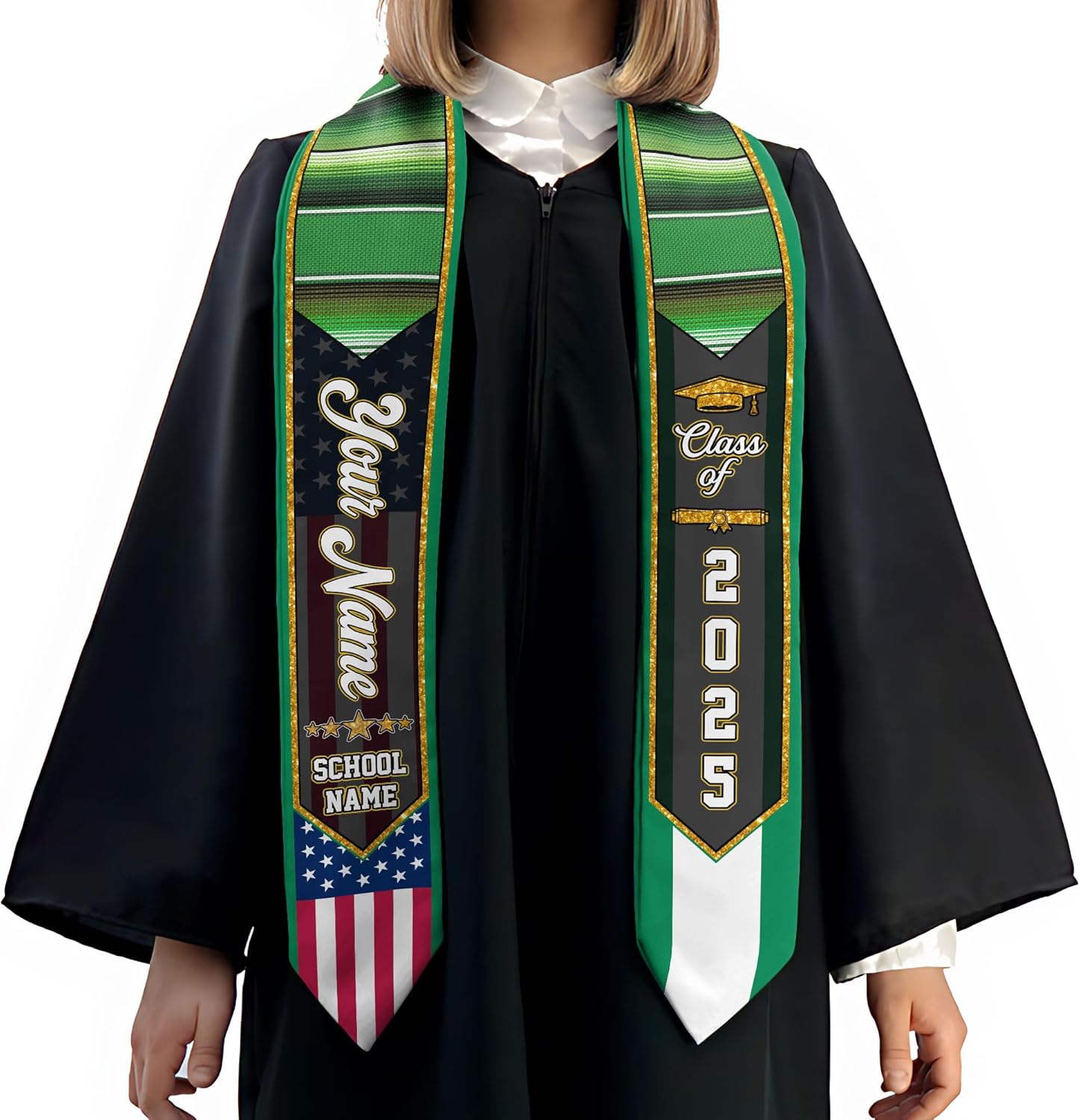 Pretyprints Custom Nigerian Graduation Sash Nigeria Graduation Stole Personalized Nigerian American Flag Graduation Sash 2025