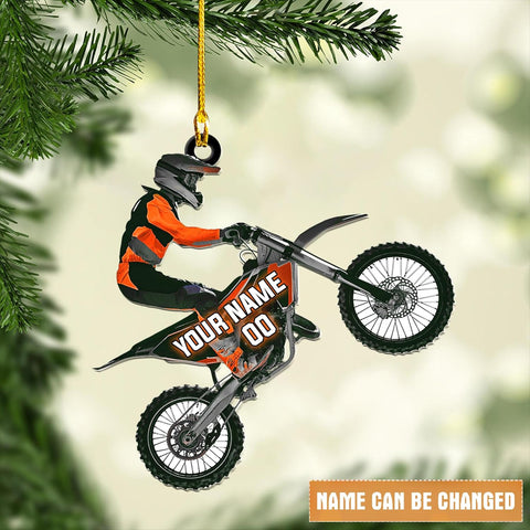 Riveprints Personalized Dirt Bike Acrylic Ornament Custom Motocross Men Ornament, Motorcycle Ornament, Bike Christmas Ornament, Batcycle Ornament, Gift for Racing Lover, Rider Gifts (ON95)