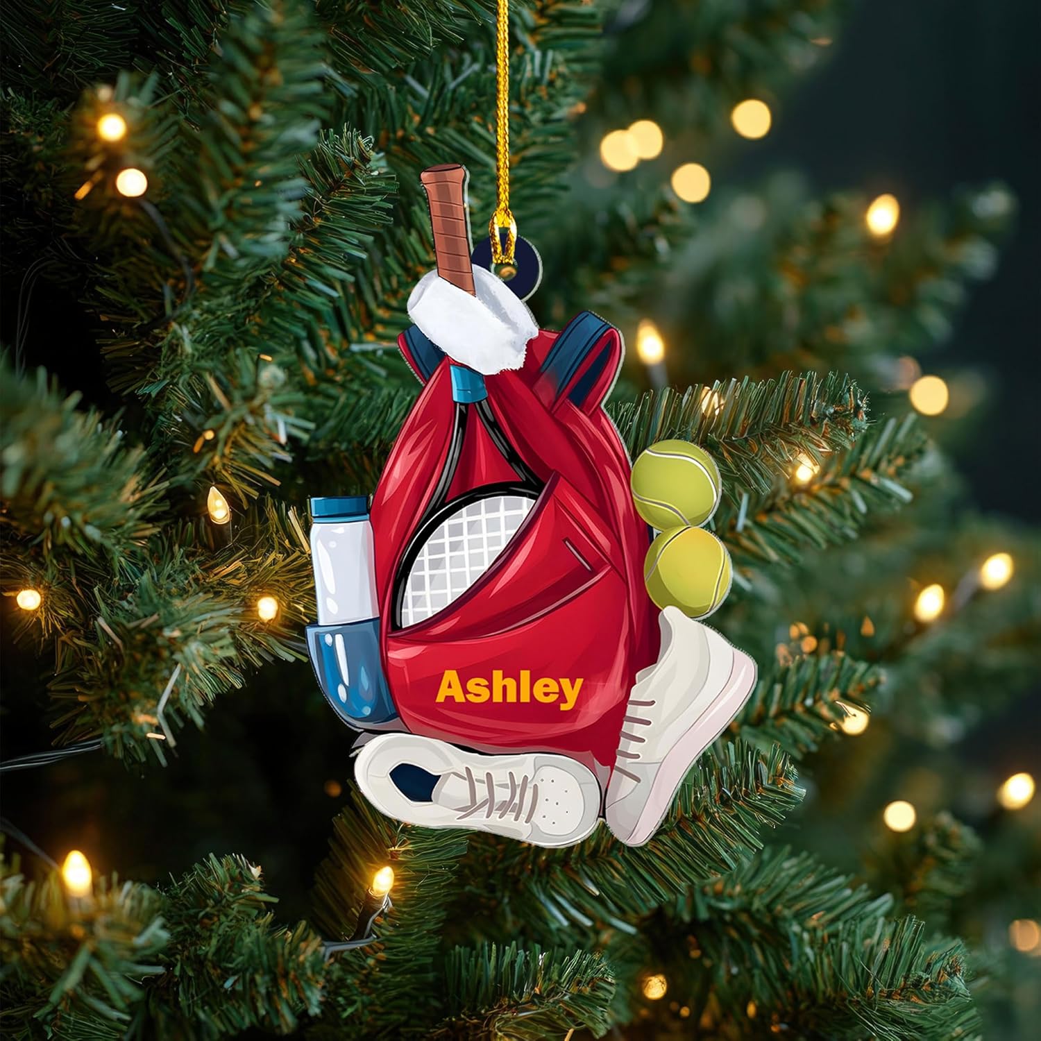 Personalized Tennis Ornament, Customized Tennis Player Christmas Acrylic Flat Ornament, Gifts for Tennis Lovers, Tennis Player, Tennis Christmas Ornament, Christmas Tree Decor (Style 14)